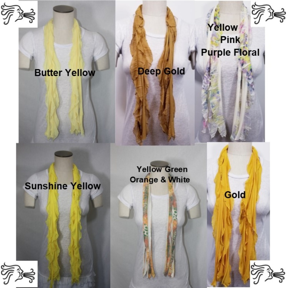 Yellow Solid & Patterned Scarf Accessory